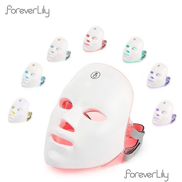 Dispositivos de cuidados faciais Usb Charge 7 cores Led Mask Pon Therapy Rejuvenescimento da pele Anti-acne Remoção de rugas Clareamento Drop Delivery Heal Dhlol