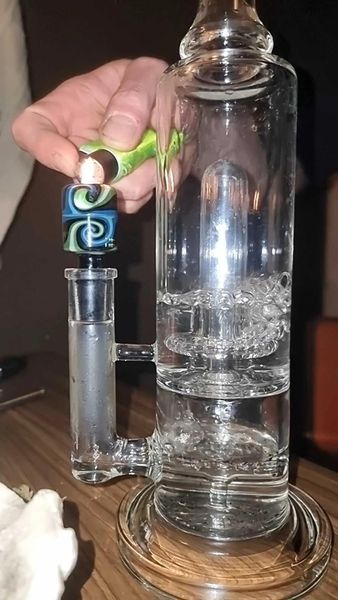 cool bong in vetro narghilè 14 pollici scientifico in linea e soffione in vetro tubo dell'acqua dab rig accessori per fumatori via mare
