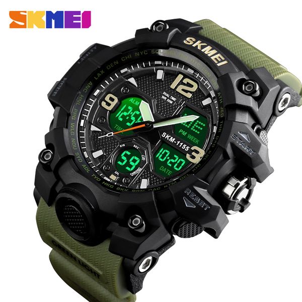 Relógio Masculino Esportivo SKMEI Marca de Luxo LED Relógio Digital Masculino Ao Ar Livre Militar À Prova D' Água Exibição Dupla Relogio Masculino 1155B