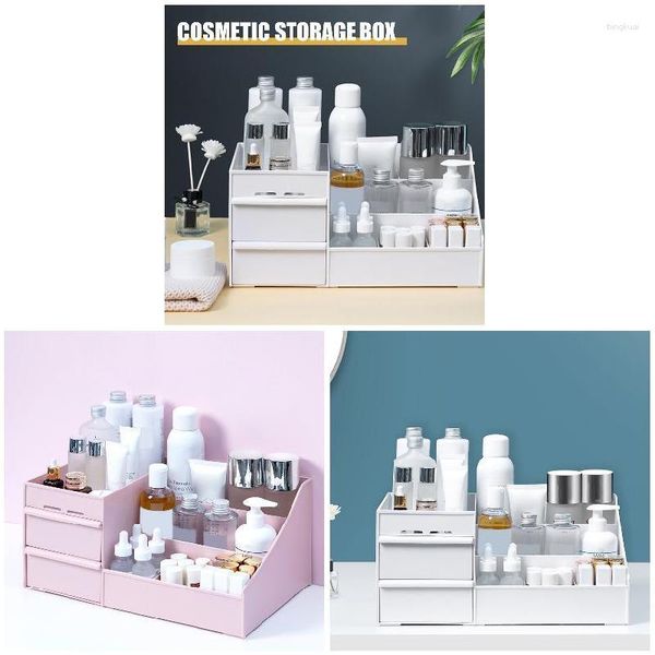 Depolama Kutuları Plastik Masaüstü Makyaj Kozmetik Organizatör Büyük Kapasiteli Soyunma Masası Dresser Banyo