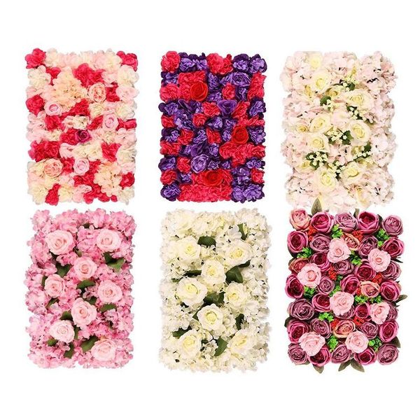 Dekoratif çiçek çelenkleri yapay duvar satırı 40x60cm Romantik ipek gül çiçek paneli düğün partisi gelin bebek duşu d dhveq için kullanılır