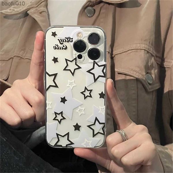 Ottwn Korean Cute Y2k Star Transparente Handyhülle für iPhone 14 13 12 11 Pro Max X XR 7 8 Plus stoßfeste weiche Abdeckungen Rückseite Funda L230619