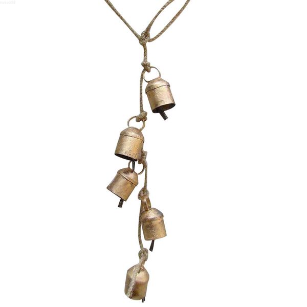 Decorazioni da giardino Rustico Vintage Long Hanging Bell Wall Decorativo Campanelli eolici Jingle Harmony Home Lucky Garden Crafts Corda Mucca Regali L230714