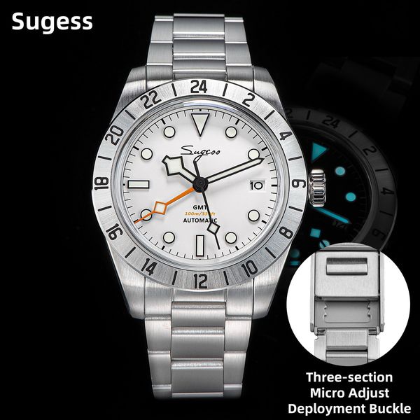 Diğer Saatler Sugess Gmt Erkekler Otomatik NH34 Mekanik Kollwatches Dome Sapphire Crystal AR Kaplama 10atm Su Geçirmez Lüks S431 230714