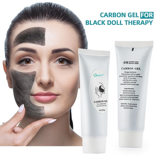 80ml Carbon Peel Cream Gel per il ringiovanimento della pelle Bambola nera Pulizia profonda della pelle del viso Nano carbone attivo per laser