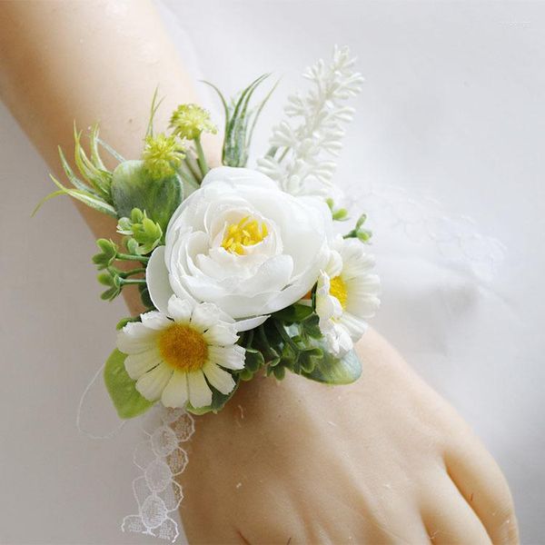 Декоративные цветы Whitedaisy Western Style Свадебное свадебное запястье цветочное жених Корсаж искусственный фальшивый деко