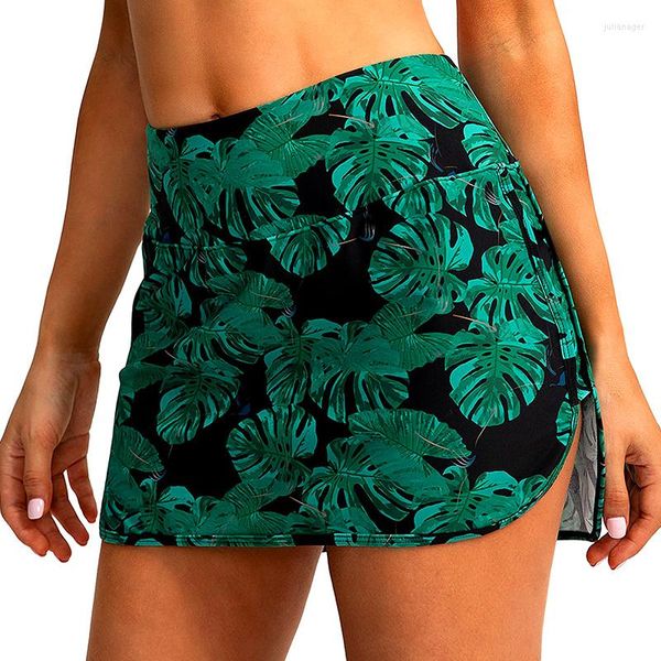 Roupa de banho feminina saia de banho esportiva shorts de biquíni cintura alta saias de ioga parte inferior calções de banho maiô terno de verão