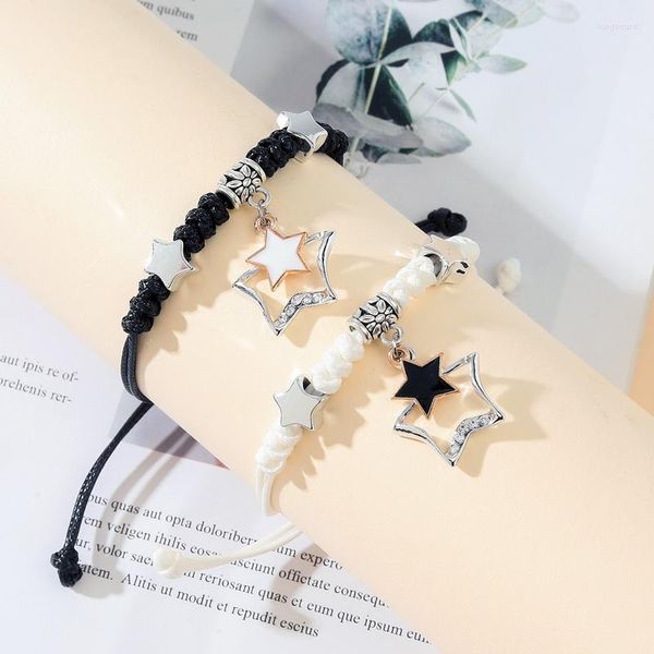 Charm-Armbänder, 2 Stück, modische Sterne, aushöhlen, handgewebtes Armband, für Damen, Paar, Party, Einkaufen, Reisen, Schmuck, Accessoires, Geschenk