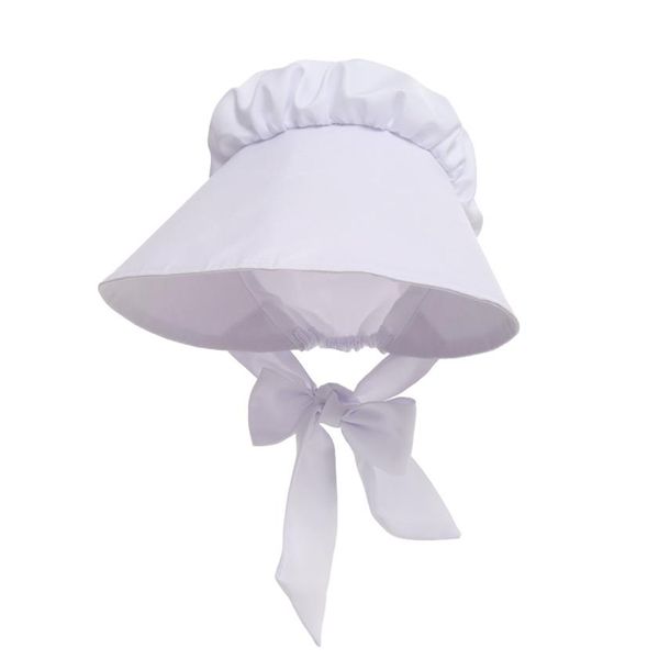 Costume da cappello da donna in cotone per adulti Costumi sole vittoriano Pioniere coloniale pellegrino prateria Oversize Bianco Nero Vintage Maid Cosplay H270J