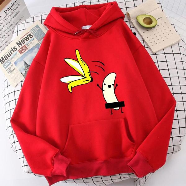 Erkek Hoodies Banana Peel Komik Basılı Vintage Vintage Fashionsweatshirt Retro Cep Üst Sıcak Gevşek Gevşek Hoodie Mens