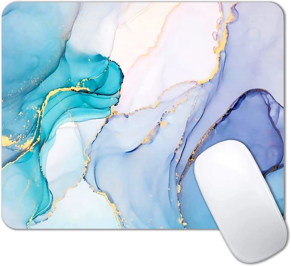 Голубое голубой мраморная мышиная панель компьютерная настольная накладка для мыши для женщин Водонепроницаемые не скользи