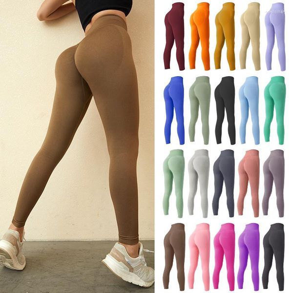 Pantaloni attivi 2023 Yoga a costine Leggings da palestra a vita alta Sport Donna Fitness Senza cuciture Legging femminile Tummy Control Running Collant da allenamento