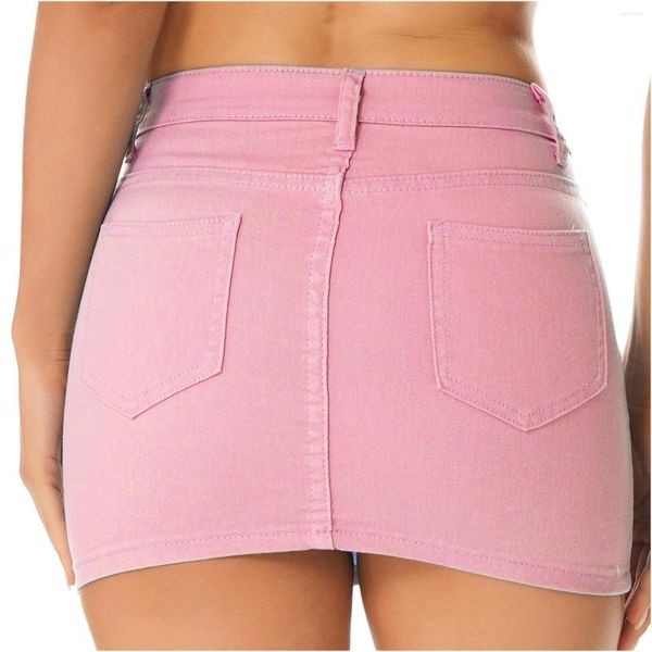 Saias Moda Feminina Jeans Minissaia Cintura Média Lápis Com Bolsos Streetwear Clubwear Rave Party Festival Clothing Clothing