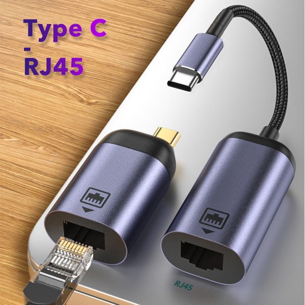 Adaptadores de rede USB Tipo C 3.1 RJ45 LAN Ethernet Converter Adaptador USBC para 1001000M Gigabit Externo Plugue de rede com fio para MacBook Win 7810 230713
