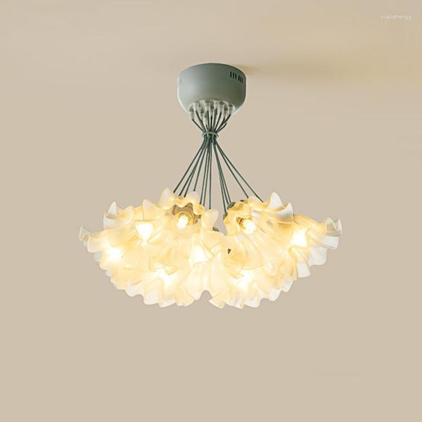 Lampadari Fiore moderno Acrilico 13 teste Decorazione domestica El Lampada a LED Pianta francese Sala verde Corridoio Tavolo Lampade a sospensione a soffitto