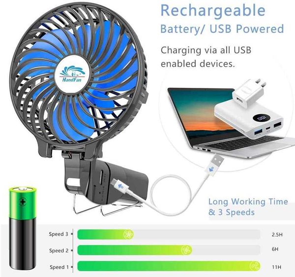 Elektrikli Fanlar USB Powered Şarj Edilebilir Pil Çalışan Handheld Mini Fan Taşınabilir Küçük El Katlanabilir Soğutabilir Soğutma Fanları Açık Pocket Parteri