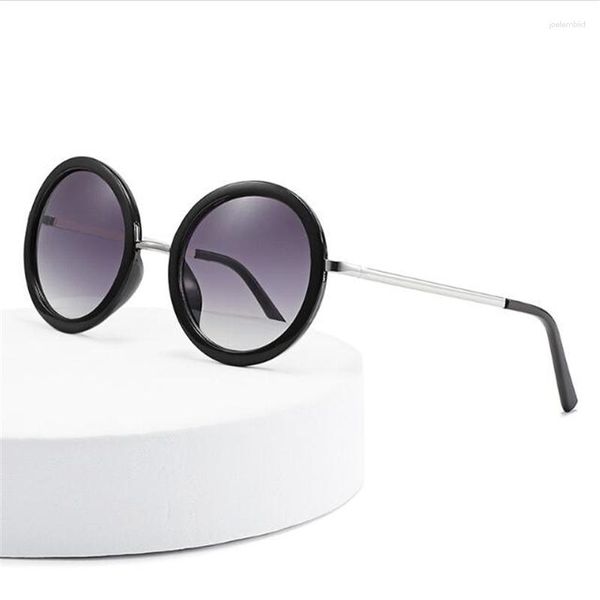 Sonnenbrille Retro Runder Rahmen Allmähliche Farbe Metall Damen Sommer Sonnenschutz UV Erwachsene Brille Universal Sunshade Mi