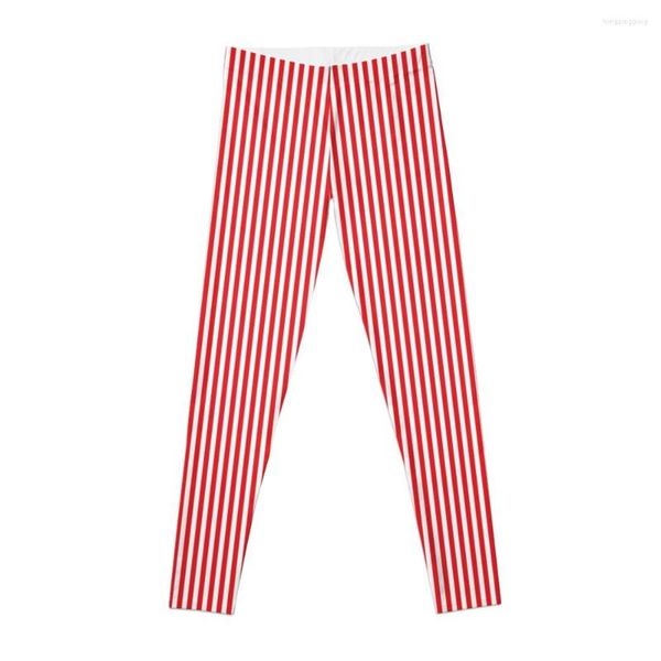 Pantaloni attivi PIÙ SOTTILE ROSSO BIANCO BANDA VERTICALE Leggings Abbigliamento sportivo Fitness Pantaloni da yoga? Allenamento