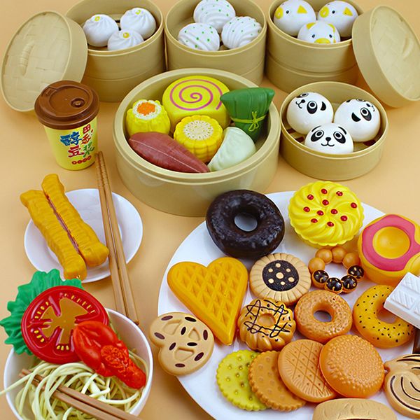 Pasta modellabile in argilla Cucina Giochi di imitazione Set di cibo Panino a vapore Fornello a induzione per bambini Ristorante asiatico cinese Giochi per bambini DimSum Torta Giocattolo Regalo 230714