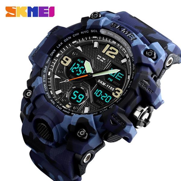 Top Brand SKMEI Orologio sportivo da uomo Orologi digitali militari 5Bar Orologi da polso impermeabili con doppio display Relogio Masculino 1155B