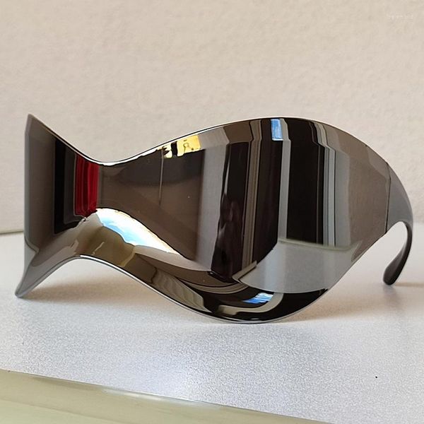 Óculos de sol Máscara Steampunk com armação de borboleta para mulheres Oversized Punk Y2k Óculos de sol Masculino 2000's Designer De Sol Oculos