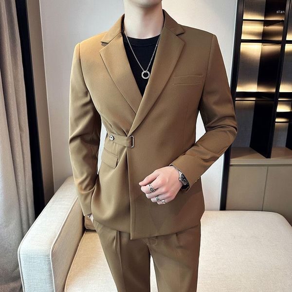 Ternos masculinos outono estilo britânico blazers de peito único terno casual jaqueta casamento vestido de negócios casaco social banquete smoking traje 4XL