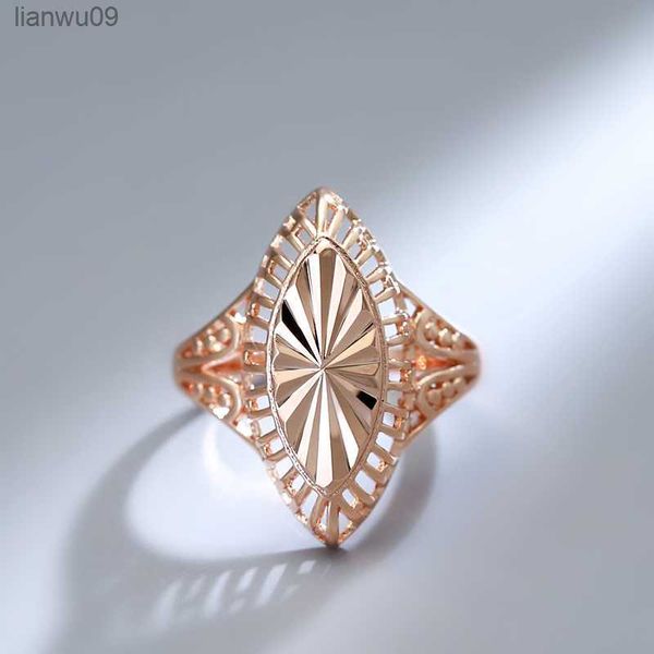 Personalidade em relevo 585 anéis de ouro rosa para mulheres oco texturizado novas joias góticas festa de casamento senhora anéis de dedo incomum L230704