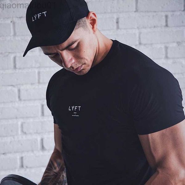 T-shirts voor heren Nieuwe zomer Modemerkkleding Katoenen T-shirts voor heren Casual bedrukt Korte mouwen Gym Fitness Bodybuilding Workout Sport Top L230713