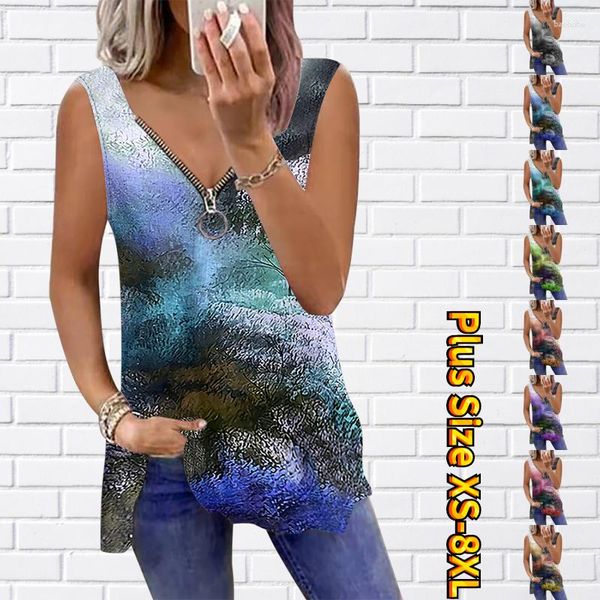 Damen Tanks 2023 Mode Strand Boho Streetwear Täglich V-Ausschnitt Regelmäßige Lose Tops Große Größe Tank Top 3D-Druck Ärmellose Weste XS-8XL