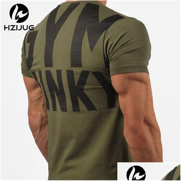 T-shirt da uomo Summer New Mens Gyms T Shirt Crossfit Fitness Bodybuilding Lettera Stampata Abbigliamento da uomo in cotone corto T-shirt di marca 5 Dhdvk