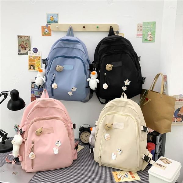 Школьные сумки большие для девочек -подростков Harajuku Canvas School Bound Book Bound Back Fashion Black Pink рюкзак Itabag