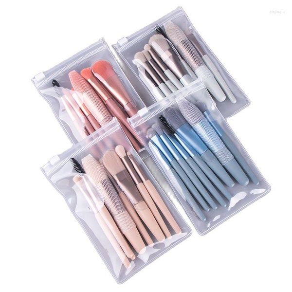 Pincéis de Maquiagem SAIANTTH Fofo Macio 8pcs Conjunto de Viagem Protable Mini Pó Blush Sombra Sobrancelha Smudge Ferramenta de Beleza PVC PU Kit