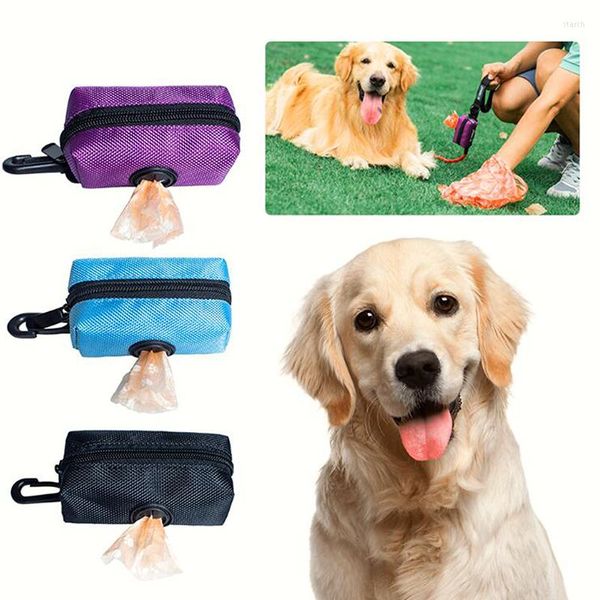 Coprisedili per auto per cani Pure Color Pet Outdoor Poop Bag Sacchetti di stoccaggio per immondizia Cerniera Decora custodia per il trasporto