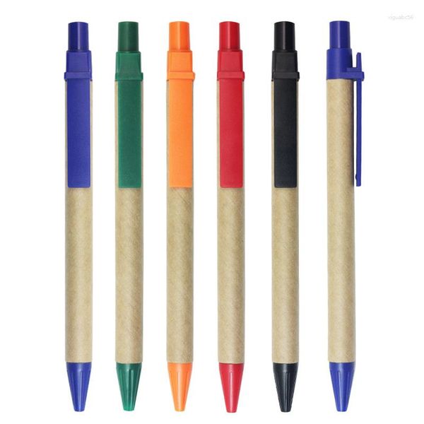 Kugelschreiber für Studenten, Schule, Geschäft, Büro, allgemeines Schreiben, 1,0 mm Spitze, blaue Tinte, Papierrohr-Stil, exquisites Geschenk