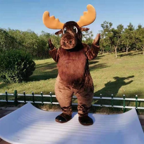 Costume da mascotte di alce dal naso grosso di Halloween Personaggio a tema animale di alta qualità Carnevale Formato adulto Fursuit Festa di compleanno di Natale Dr194F