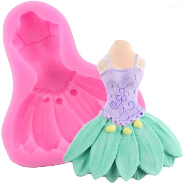 Moldes de Assar Saia 3D Vestido de Princesa Forma de Bolo Molde de Silicone Fondant Ferramenta de Decoração Ferramentas Pasta de Goma de Chocolate