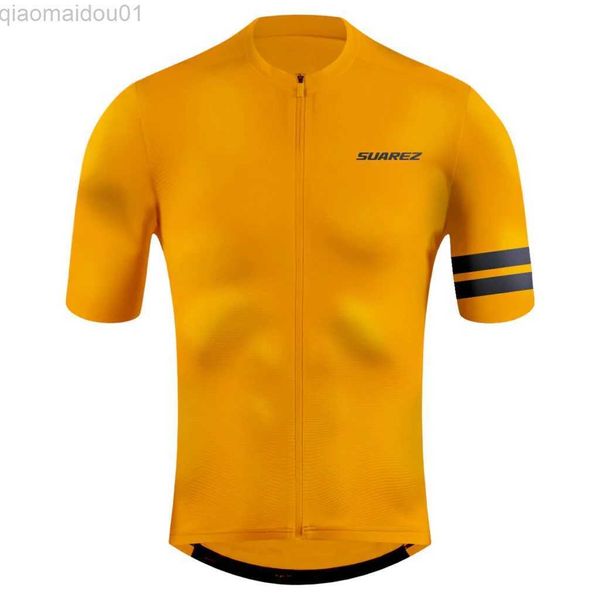 Camisetas masculinas de ciclismo de verão Camisas masculinas de manga curta amarelas Ropa Ciclismo Maillot Hombre Camisetas de mountain bike roupas esportivas respiráveis tops L230713