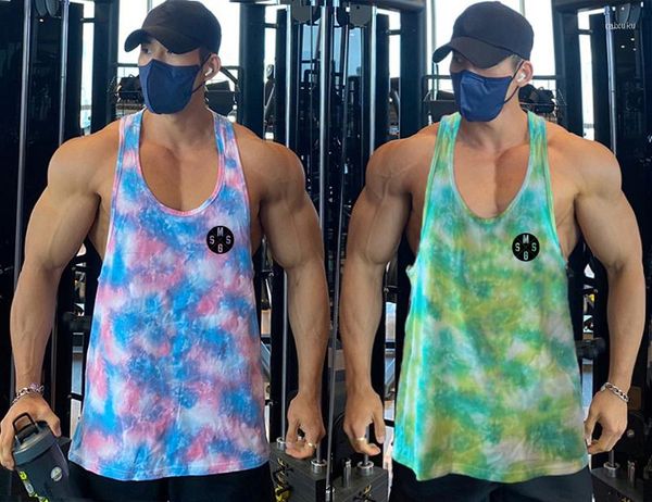 Regatas masculinas Musculação Fitness Regata de academia de malha estampada de secagem rápida Colete de corrida verão moda casual treino singlets roupas masculinas