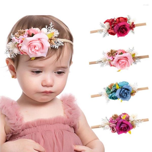 Accessori per capelli 1 2 3 Bambini Ragazza Fiore artificiale Fascia per capelli Decorazione fai da te Fascia in nylon Vestizione per acconciature Festa da viaggio all'aperto