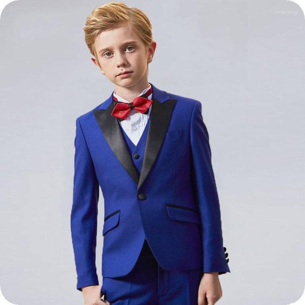 Herrenanzüge Royal Blue Boy für Hochzeit Kinder Blazer Anzug Kostüm Enfant Garcon Mariage Kind Bräutigam Smoking 3 Stück Ternos