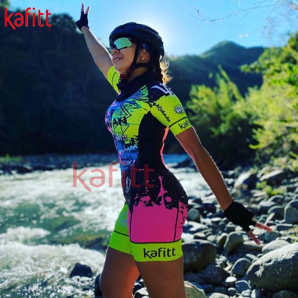 Camisas de ciclismo Tops Kafitt Triathlon Terno feminino de manga curta para corrida Mountain Bike Macacão collant l230713