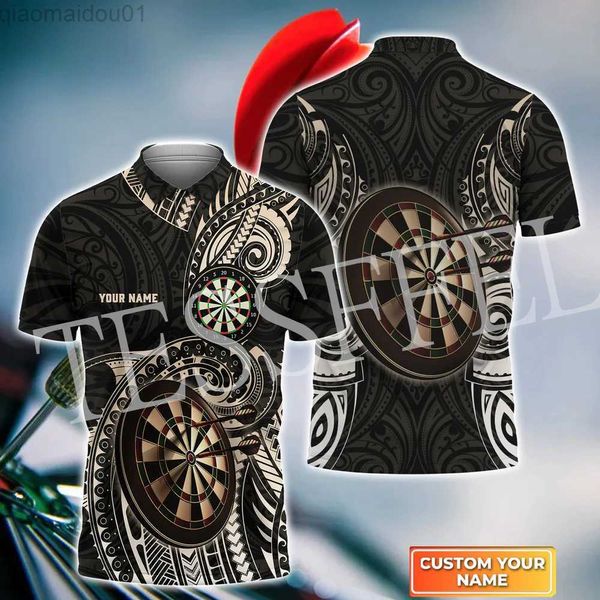 Camisetas masculinas Nome personalizado Jogador de esportes Dardos Beer Club Tatuagem Impressão 3D Verão Casual Harajuku Camisas polo Streetwear Camisetas de manga curta 6X L230713