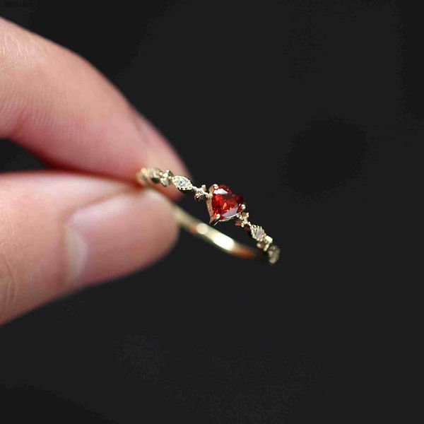 925 Серебряное серебро серебряное серебро 14 тысяч золото простые Ruby Love Ring Fashion Fashion Ring Кольцо для вечеринки ювелирные аксессуары обручальный подарок L230704