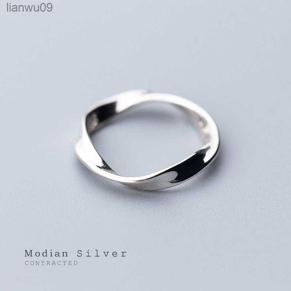 Anéis minimalistas Modian Spin Wave para mulheres moda 925 prata esterlina anel geométrico simples joias finas 2020 novo design L230704