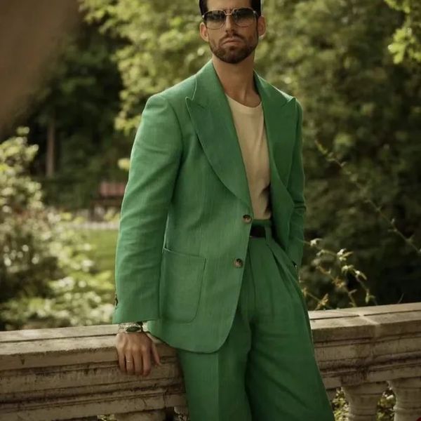 Trajes de boda para hombre, de talla grande, de verano, con solapa en pico, para padrinos de boda, esmoquin, trajes de negocios hechos a medida, fiesta, 2 piezas