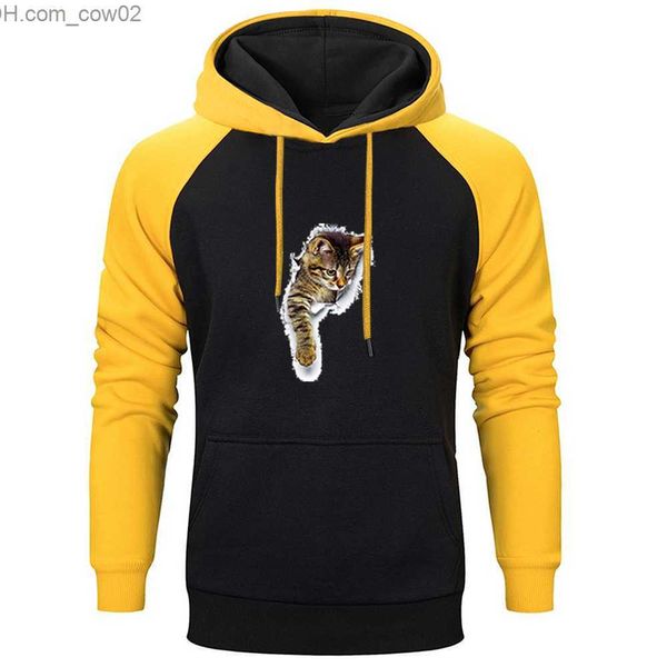 Erkek Hoodies Sweatshirts Erkek Çoraplar Komik Anime Erkekler LaGrn Top Hoodie Kedi Duvardan Çıkış Japonya Hombre Hoddies Erkek Sokak Erkekler Giyim Z230717