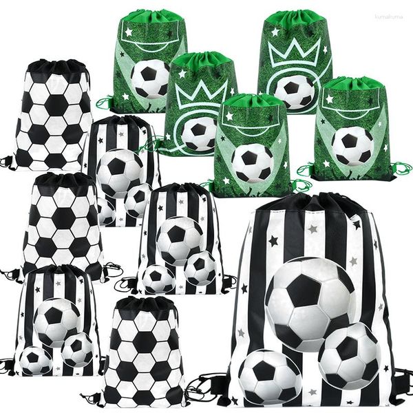 Confezione regalo 1/3 pezzi Tema calcio Tessuti non tessuti Borsa con coulisse Bambini Ragazzo Buon compleanno Calcio Regali per feste Confezione Borse portaoggetti