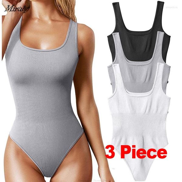 Intimo modellante da donna Body 3 pezzi da donna Shapewear senza cuciture Scollo quadrato Tummy Control Vita Perizoma Body Shaper Canotte a costine Tute dimagranti