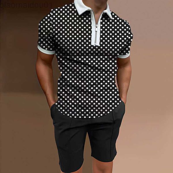 T-shirt da uomo Estate New Hot Trend High Street Casual Sport Uomo T-Shirt Manica corta Risvolto Cuciture casual Tinta unita Tuta da spiaggia L230713