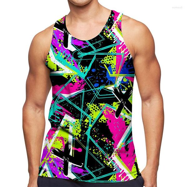 Canotte da uomo 3D Fantasy Graffiti astratti Figura Top Abbigliamento da palestra Uomo Estate Streetwear Gilet da basket Asciugatura rapida Senza maniche Y2k